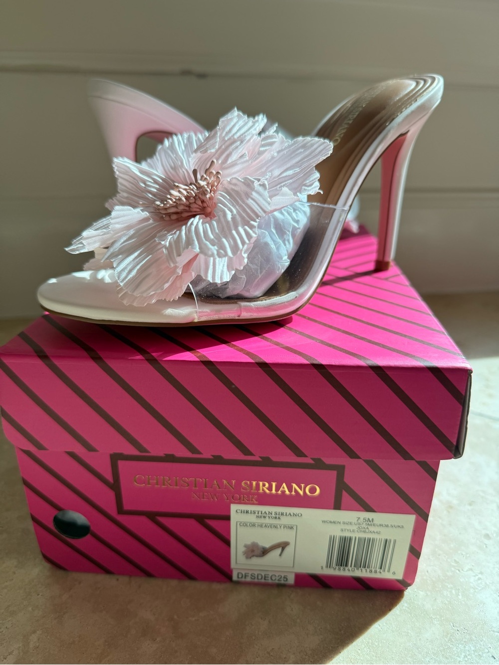 Christian Siriano Heavenly Pink Joxa Floral Slide Heels